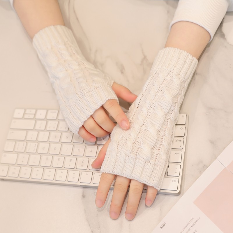半指手套女秋冬保暖毛线针织百搭麻花露手指头防寒学生写字护手腕,淘宝优惠券,粉丝福利购,淘宝优惠卷