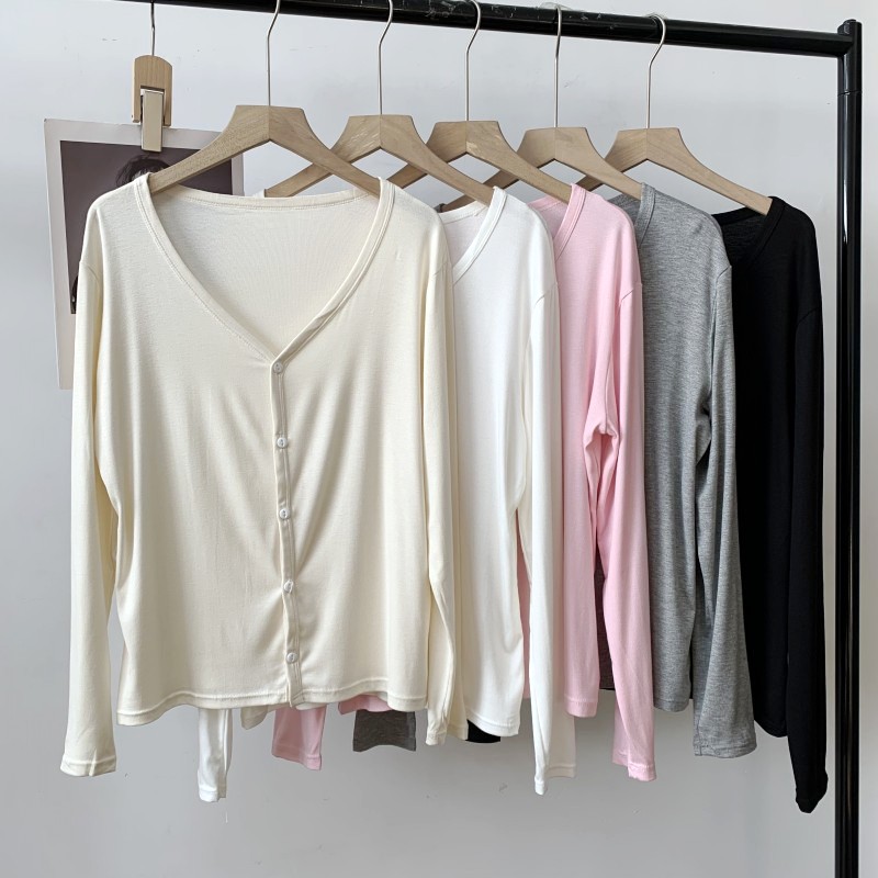 女装韩系夏季针织开衫女薄款防晒衫外搭柔软空调衫纽扣长袖上衣