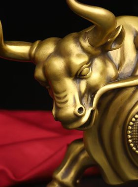 铜牛摆件福字如意金钱牛书房门厅