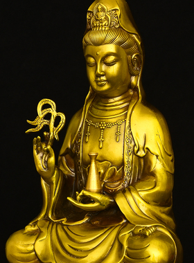 铜南海净瓶观音家居佛堂摆件家用