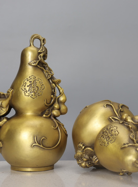 招财铜金蟾貔貅五福临门葫芦摆件