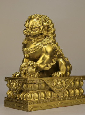 铜招财中式宫门狮故宫狮子一对