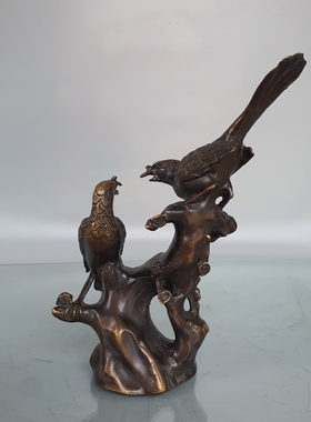 铜喜鹊摆件喜上枝头双喜临门招财