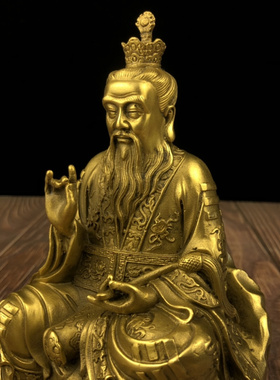 黄铜中式铜太上老君坐像摆件桌面