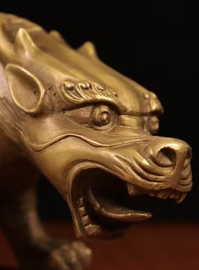 铜貔貅双头兽摆件客厅招财中式