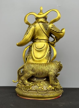 铜赵公明骑虎财神爷铜像摆件站像