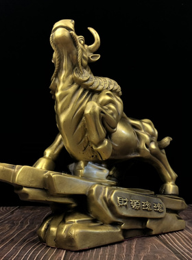 黄铜招财牛气冲天金钱牛铜牛摆件