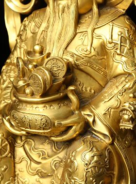 铜文财神坐像摆件大号招财家居