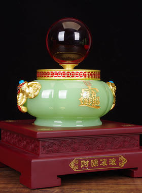 财源滚滚聚宝盆摆件招财水晶球