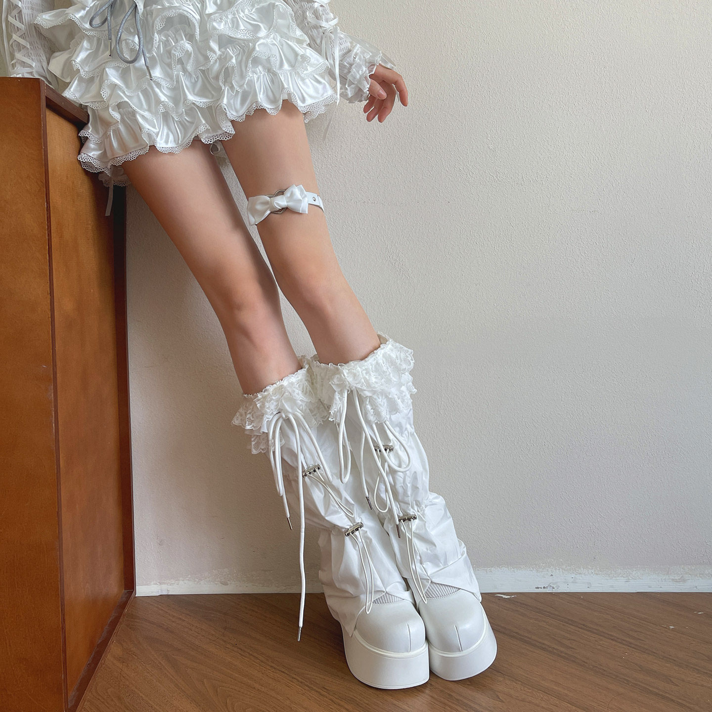 袜贵人轻亚风古着蕾丝花边防水抽绳绑带轻薄辣妹袜套蝴蝶结腿套女,淘宝优惠券,粉丝福利购,淘宝优惠卷