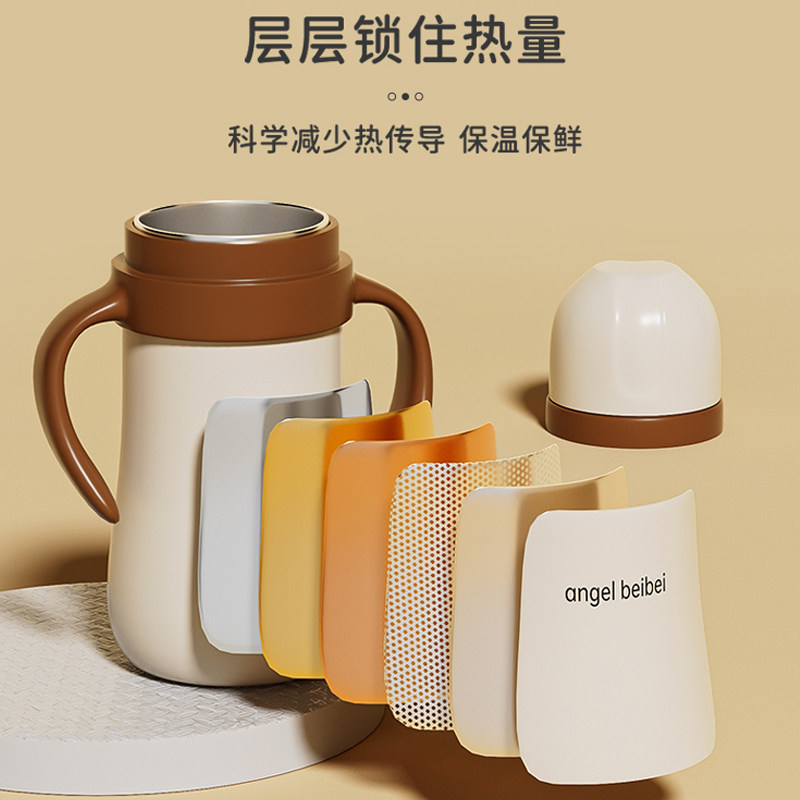 婴儿奶瓶316不锈钢保温防呛重力球吸管三岁一岁宝宝用外出学饮杯