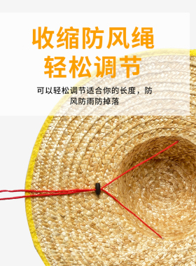 大草帽农民沙滩户外遮阳防晒工地
