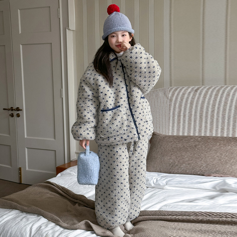 儿童睡衣女童秋冬款2025新款三层夹棉加绒加厚女大童外出家居服潮,淘宝优惠券,粉丝福利购,淘宝优惠卷