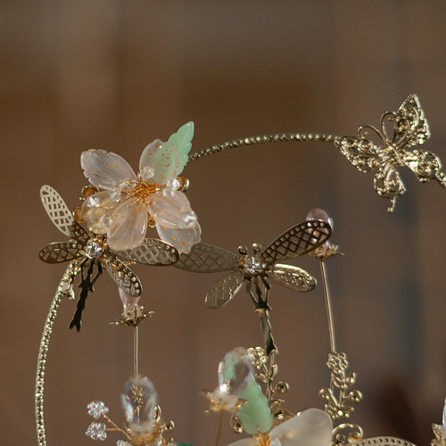 金色镂空古风扇子古典团扇女中式婚礼新娘秀禾服配饰2022新款翊柔 - 图1