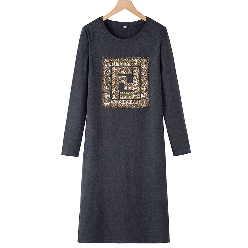 2020新款秋装休闲女长袖烫钻连衣裙 阿伊恋连衣裙