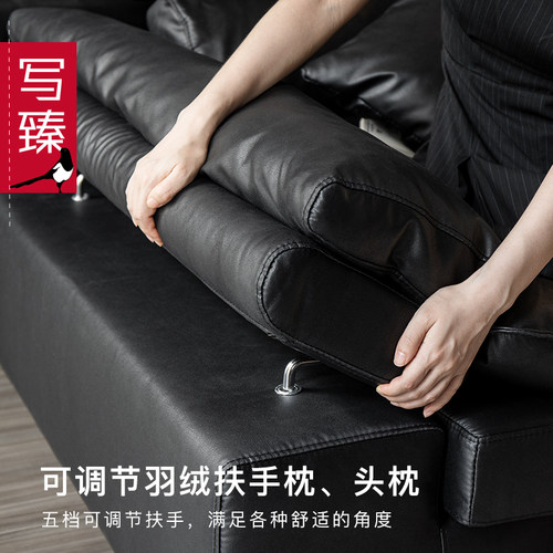 现代简约真皮沙发意式轻奢北欧客厅大小户型双层棉麻布艺羽绒沙发 - 图2