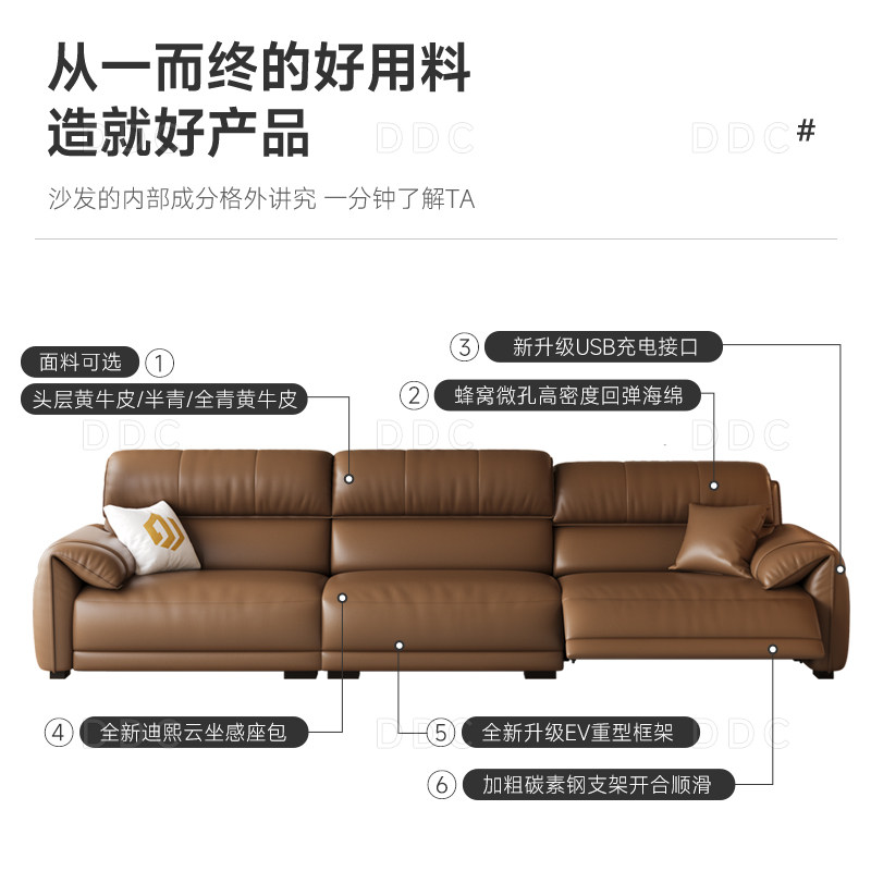 政府补贴DDC意式真皮沙发零靠墙电动功能新款直排客厅极简沙发,淘宝优惠券,粉丝福利购,淘宝优惠卷