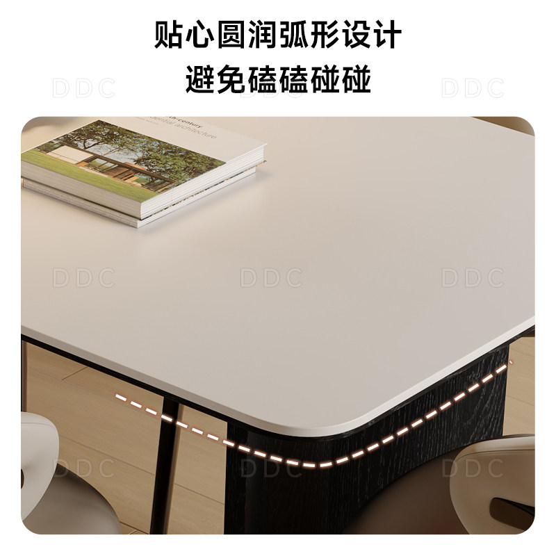 DDC意式极简哑光纯白岩板长餐桌椅组合客厅家用全托底板实木餐桌,淘宝优惠券,粉丝福利购,淘宝优惠卷