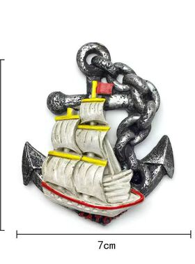 俄罗斯海港帆船3D立体船锚冰箱贴