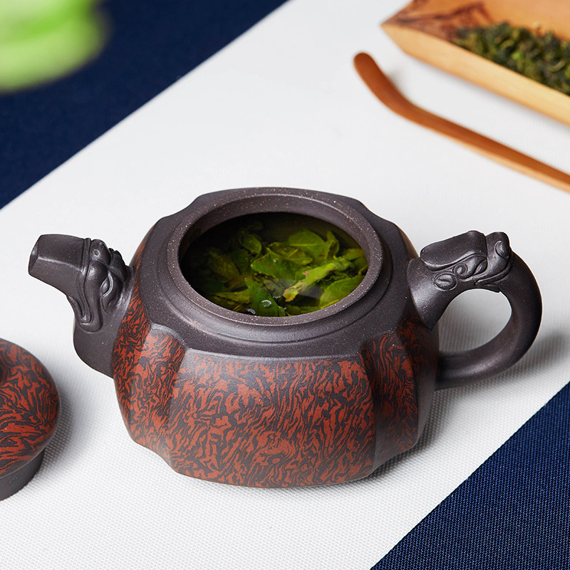 Zun Hu Yixing Purely Handmade Clay Dragon Zun Purple Clay Pot