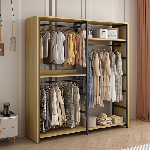 开放式衣帽架落地卧室挂衣架小户型置物架组装衣帽间衣柜储物柜子 - 图2