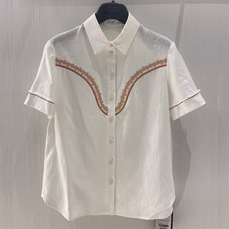 阿玛施透气亚麻薄款新款蕾丝衬衫 zhenya臻娅衬衫