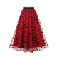 French Retro Fairy Commuting Slim Versatile Printed Large Size High Waist Medium Long Swing A Line Mesh Skirt for Women