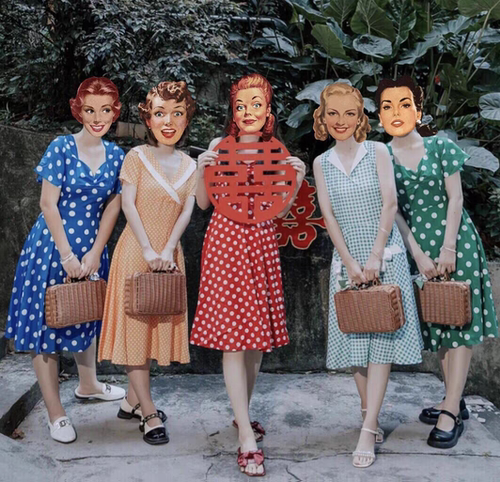 赫本小众复古港风80年代感红波点年会舞蹈表演晨袍大摆收腰连衣裙 - 图1