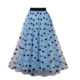 French Retro Fairy Commuting Slim Versatile Printed Large Size High Waist Medium Long Swing A Line Mesh Skirt for Women