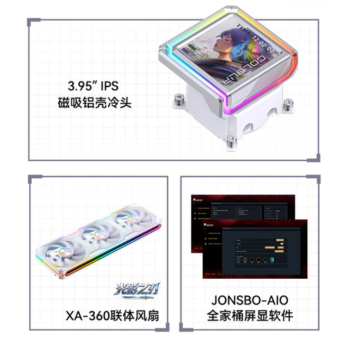 乔思伯TX360一体式水冷3.95英寸屏幕CPU风扇IPS屏显360水冷散热器 - 图2