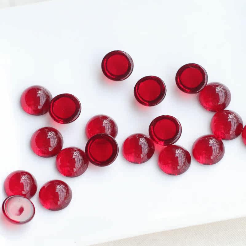 圆形戒面仿红宝石红玛瑙色琉璃水晶玻璃戒面贴片手工diy饰品配件,淘宝优惠券,粉丝福利购,淘宝优惠卷