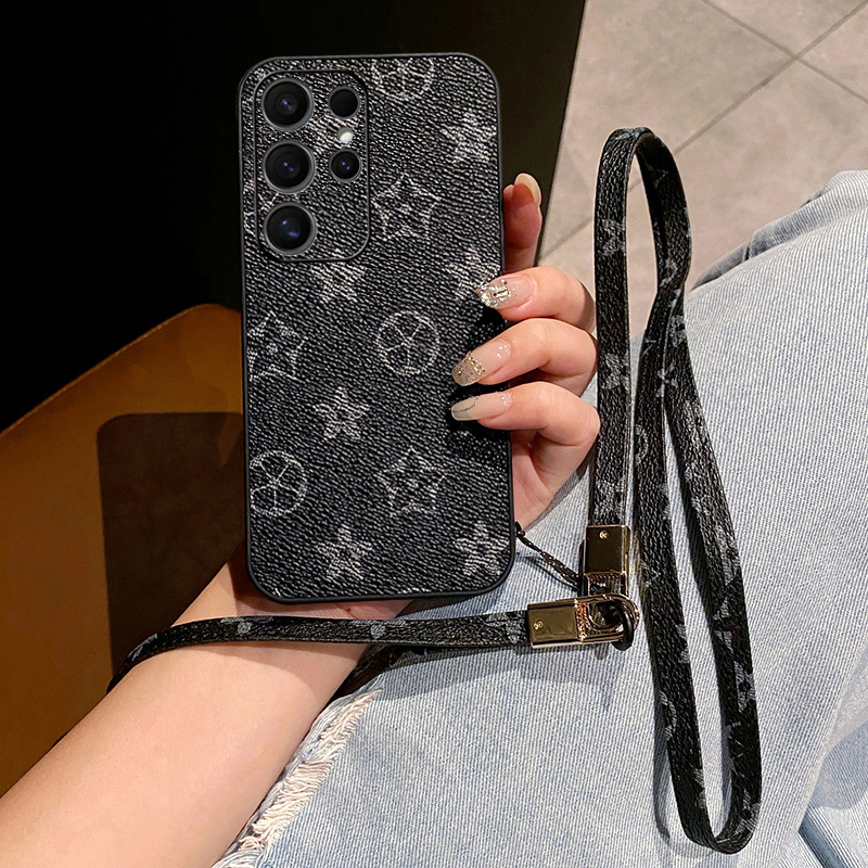 louiedennis适用 三星s25手机壳s23皮质ultra欧美风s24硅胶壳s21保护套s22外壳s20防摔+挂绳fe皮革note20防摔 - 图0