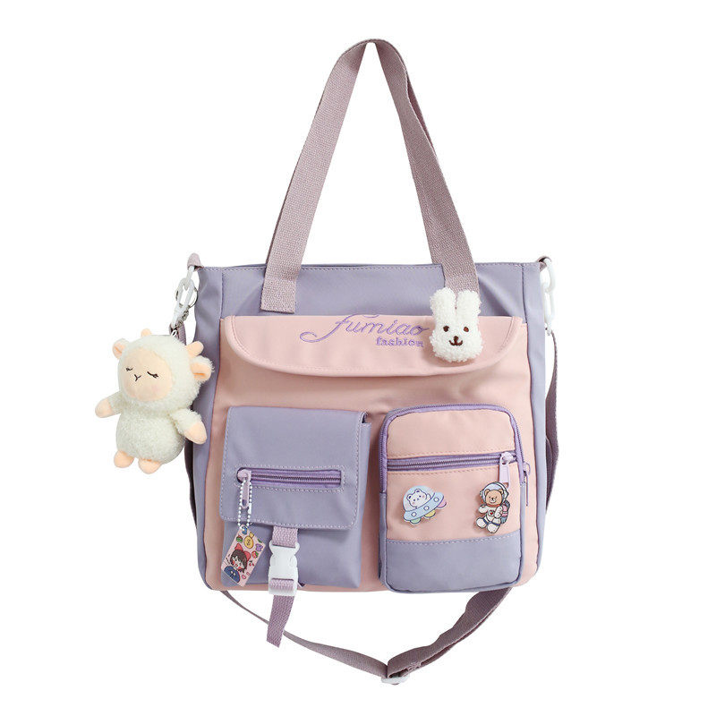 单肩包女学生手拎小学生斜挎补习袋 满江红箱包女士包袋