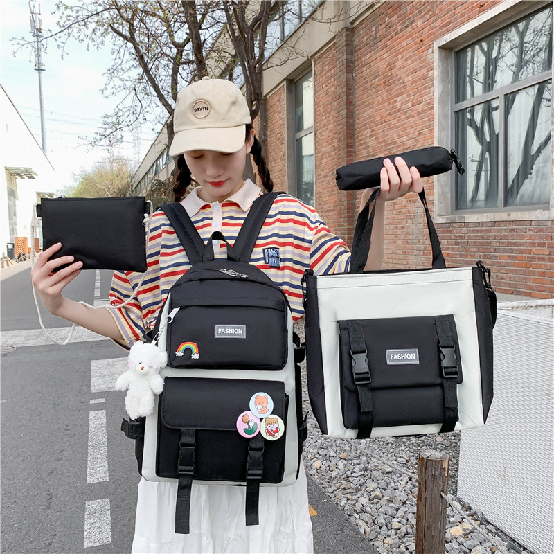 ins女韩版高中学生初中生双肩包 满江红箱包双肩背包