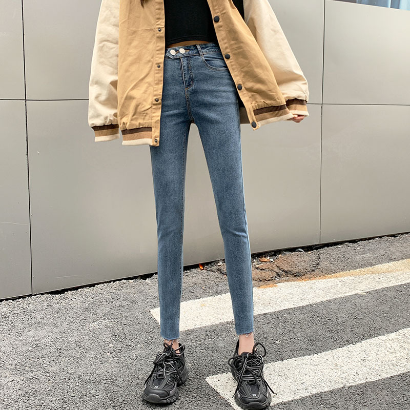 南极人吉喆专卖店牛仔裤女年新款秋季高腰修身显瘦百搭春秋装紧身九分铅笔小脚2
