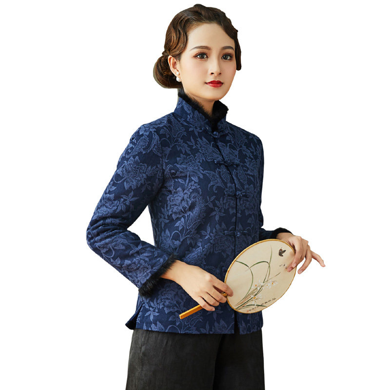 唐颜秋冬中式夹棉唐装外套棉麻旗袍 唐颜上衣