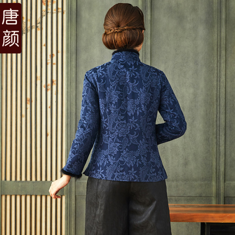 唐颜秋冬中式夹棉唐装外套棉麻旗袍 唐颜上衣