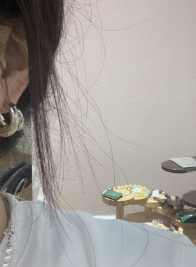 欧美风复古咖金色夸张高级感小众双层耳圈女时尚个性独特耳钉耳饰
