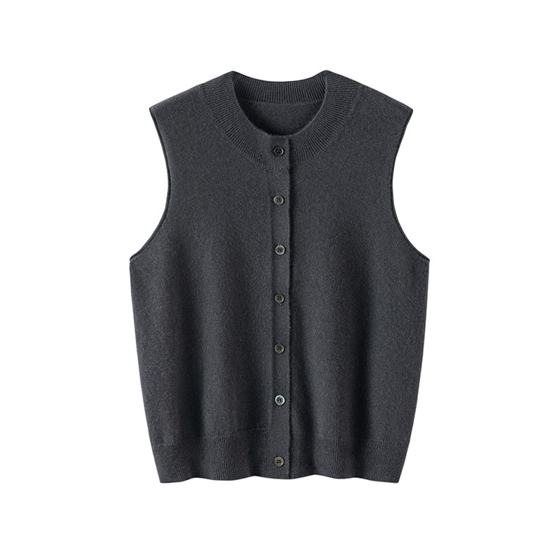 100纯山羊绒圆领开衫背心女秋冬新款高级感百搭外穿无袖毛衣马甲,淘宝优惠券,粉丝福利购,淘宝优惠卷
