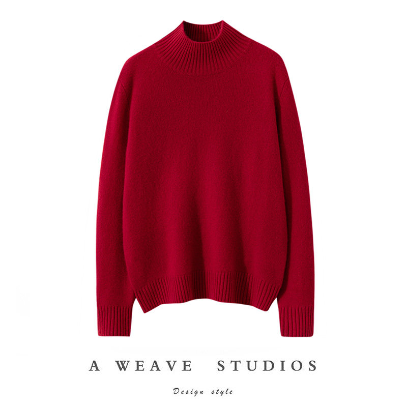 秋冬季新款100纯山羊绒半高领长袖加厚毛衣女显瘦百搭套头针织衫,淘宝优惠券,粉丝福利购,淘宝优惠卷