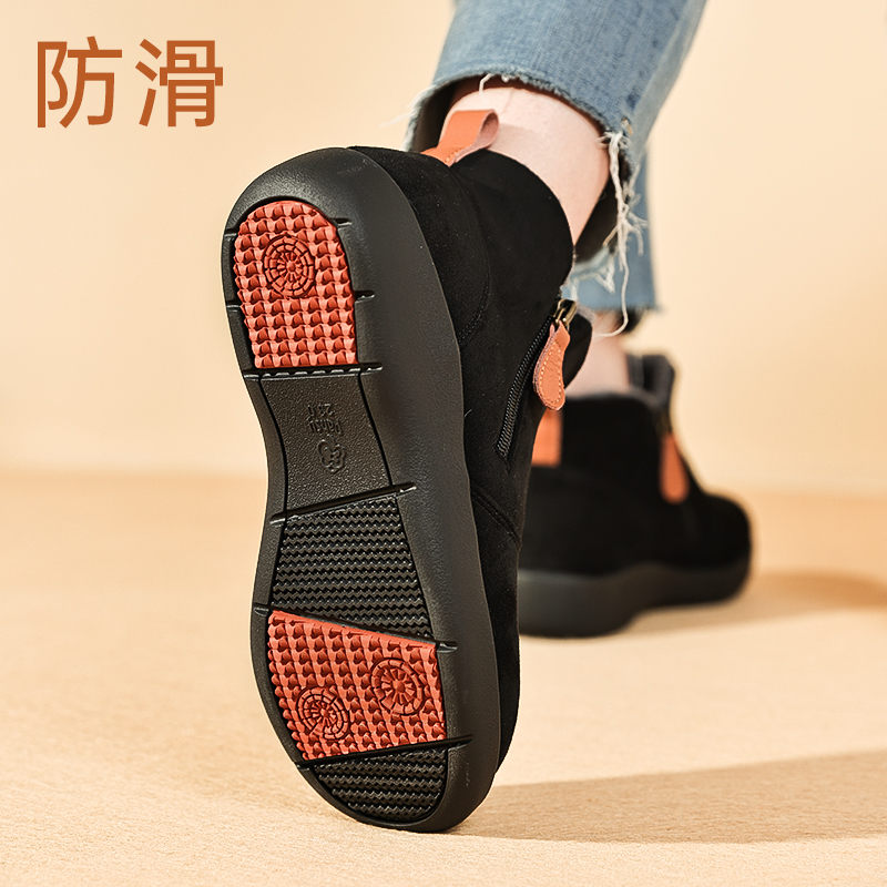 Pansy盼喜日本雪地靴加绒加厚保暖羊毛短靴棉鞋女款冬季女鞋