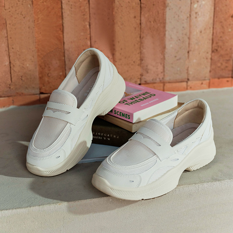 Pansy盼喜日本女鞋2026年春季新款乐福鞋厚底舒适一脚蹬运动鞋,淘宝优惠券,粉丝福利购,淘宝优惠卷