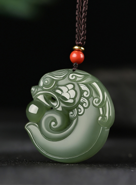 玉赐平安和田玉仿古龙男女款吊坠