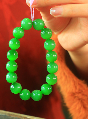 天然和田玉碧玉猫眼手串男女款单圈圆珠手链单珠约12.5mm收藏自留