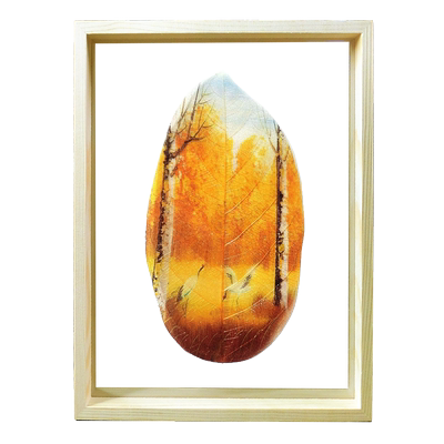 春夏秋冬客厅四季装饰画树叶标本画荷花真树叶客厅卧室摆桌挂画 虎窝淘