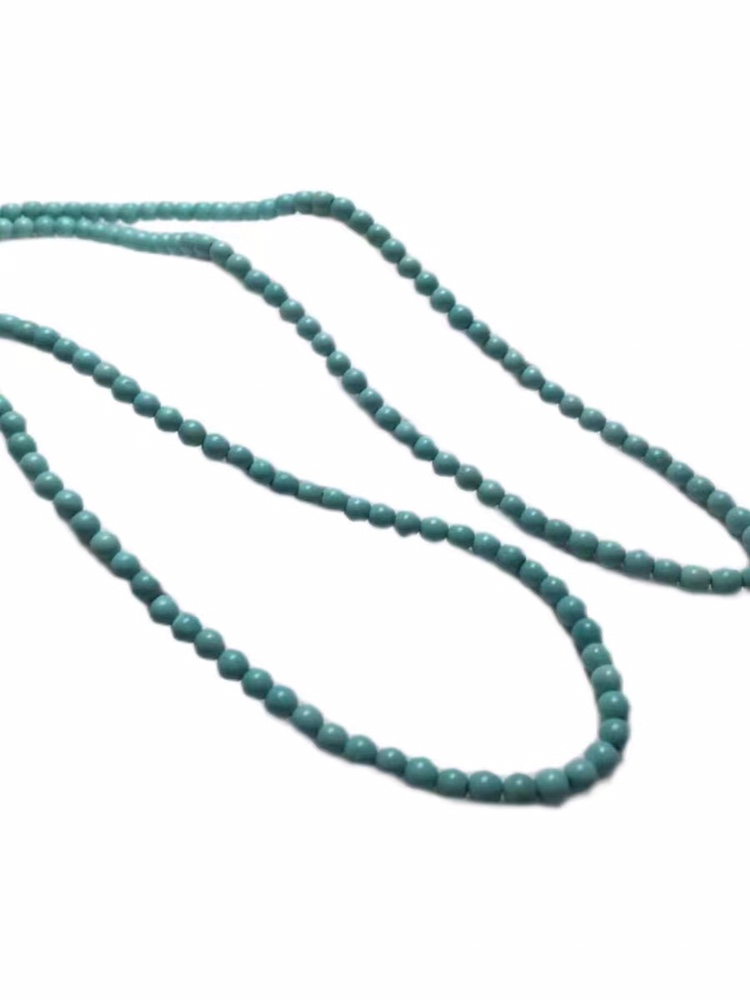 天然原矿绿松石精品小米珠圆珠链子3 4多圈手串锁骨项链吊坠链DIY - 图3