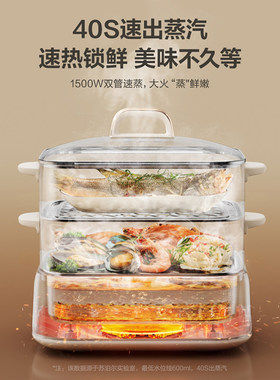 苏泊尔电蒸锅多功能家用三层不锈钢蒸煮炖一体烹饪蒸汽机2026新款