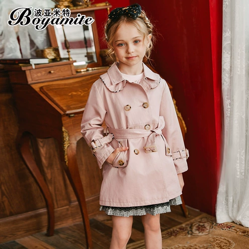 Осенний детский плащ, длинная детская осенняя модная куртка, в корейском стиле, коллекция 2021, в западном стиле, средней длины, в британском стиле