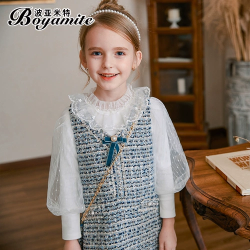 Наряд маленькой принцессы, осенний демисезонный комплект, детская юбка на девочку, платье без рукавов, коллекция 2021, в западном стиле, в корейском стиле, в стиле Шанель