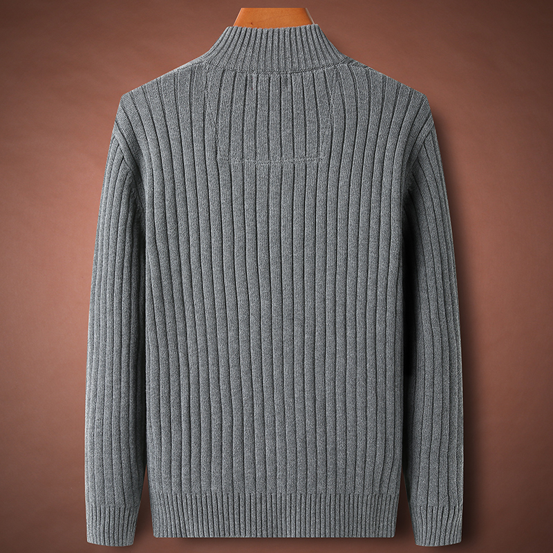 男士水洗纯棉纯色高领毛衣加厚款春秋装大码宽松针织衫立领男上衣